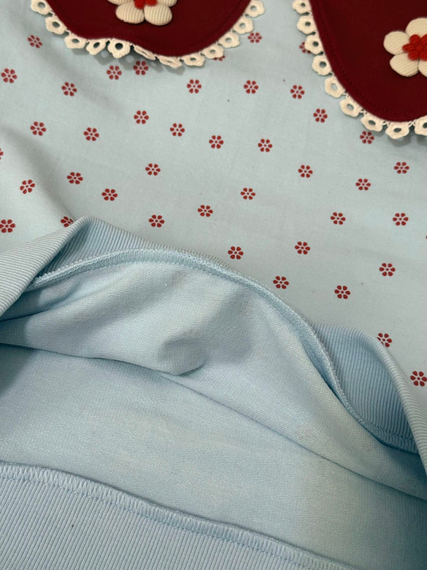 بلوز پاییزه تک دخترانه دورس پنبه لاکرادار بسیارباکیفیت طرح شکوفه سایز ۳۵/۴۰/۴۵/۵۰